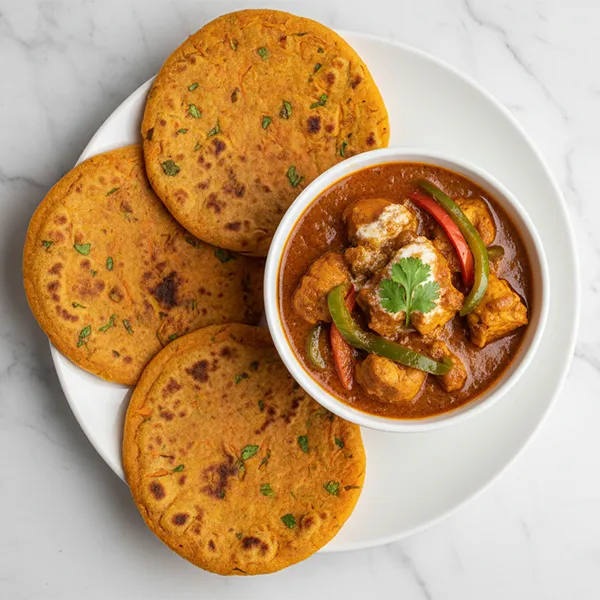 Lazeez Murgh Shimla Mirch with Carrot Roti